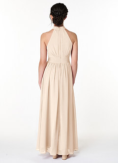Azazie Iman Junior White Alabaster A-Line Pleated Chiffon Dress image2