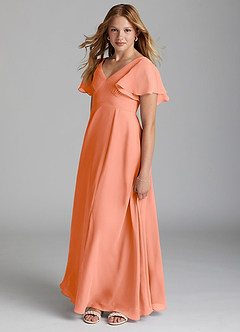 Azazie Kimber Junior Sunset A-Line Pleated Chiffon Dress image3