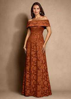 Azazie New Britain Moeder van de bruid jurken A-Lijn Jurk van Bloemen Burn-out Geplooid Verbrande Sinaasappel image1