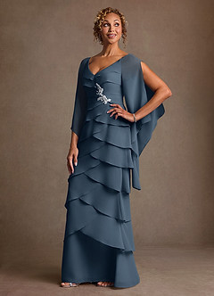 Azazie Arabinda Mother of the Bride Dresses Neptune Sheath Ruched Chiffon Dress image3