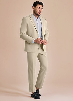 front James Tan Structured Stretch Suit