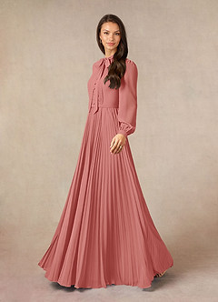 Azazie Adellah Abiti per la Madre della Sposa Abito A-Line in Chiffon Plissettato Rosa Antica image2