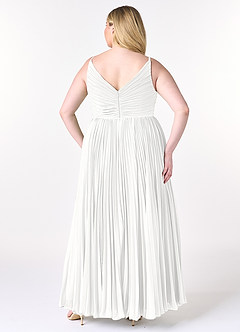 Azazie Raychelle Robes de demoiselle d'honneur Robe Trapèze en Mousseline de soie Col en V Blanc image9