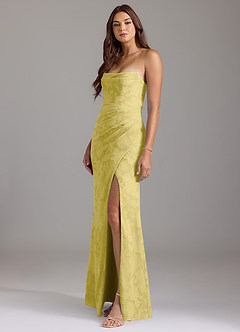 Azazie Leonis Bridesmaid Dresses Canary Sheath Strapless Floral Burnout Convertible Dress image5