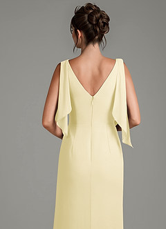 Azazie Kristen Robes de demoiselle d'honneur Robe Fourreau en Mousseline de soie Plissée Sorbet Citron image2
