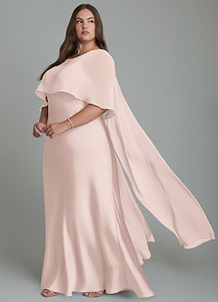 Azazie Stefania Bridesmaid Dresses Blushing Pink A-Line Stretch Satin Dress image10