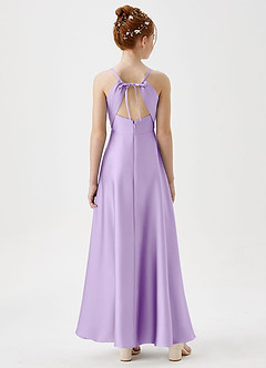 Azazie Avelina Junior Lilac A-Line Pleated Stretch Satin Dress image6