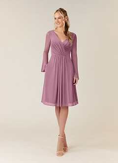 Azazie Teraso Mother of the Bride Dresses Vintage Mauve A-Line Pleated Mesh Dress image1
