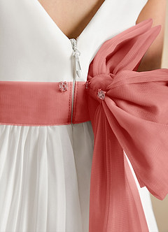 Azazie Margot Flower Girl Dresses Ivory Antique Rose A-Line Pleated Chiffon Dress image9