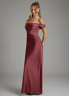 Azazie Hayden Bridesmaid Dresses Merlot Mermaid Corset Stretch Satin Dress image4