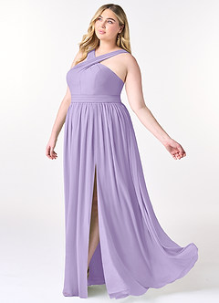 Azazie Elvira Brautjungfernkleider A-Linie Plissee Chiffon Kleid Flieder image9