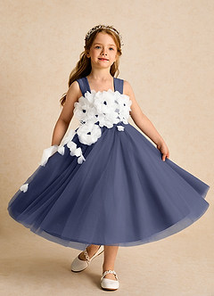 Azazie Dovey Flower Girl Dresses Stormy Ball-Gown Bow Tulle Dress image4