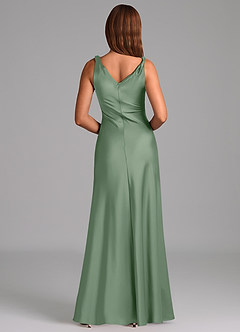 Azazie Nerine Brudtärnklänningar Klä av A-Linje i Stretch Satin Plisserad Matcha image5