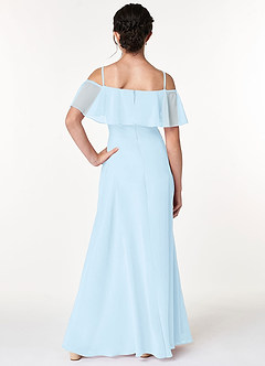 Azazie Maggie Junior Sky Blue A-Line Off the Shoulder Chiffon Dress image2