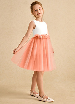 Azazie Louisa Flower Girl Dresses Ivory Sunset A-Line Sleeveless Tulle Dress image5