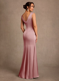 Azazie Franny Mother of the Bride Dresses Dusty Rose Sheath Lace Stretch Satin Dress image2
