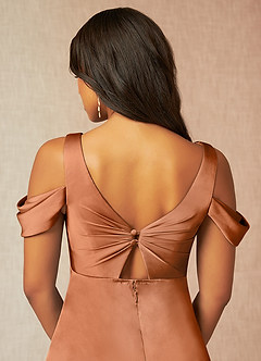 Azazie Rhea Brautjungfernkleider für Schwangere A-Linie Schulternfrei Gefaltet Stretch-Satin Bodenlänge Kleid image7