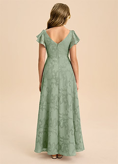 Azazie Omari Junior Dusty Sage A-Line Pleated Floral Burnout Dress image2