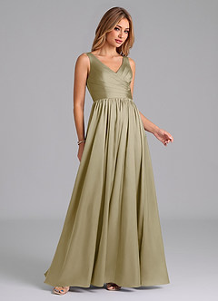 Azazie Keyla Final Sale Black A-Line Pleated Stretch Satin Dress image6