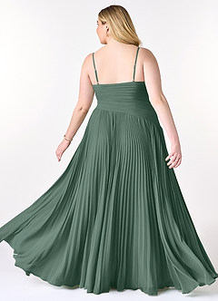 Azazie Vini Robes de demoiselle d'honneur Robe Trapèze en Mousseline de soie Col V plissé Mousse De Mer image9