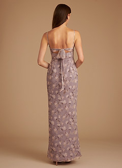 Azazie Mai Bridesmaid Dresses Lilac Bloom Floral Sheath Pleated Bloom Dress image6
