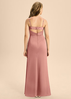 Azazie Renna Junior Rosette A-Line Pleated Stretch Satin Dress image2