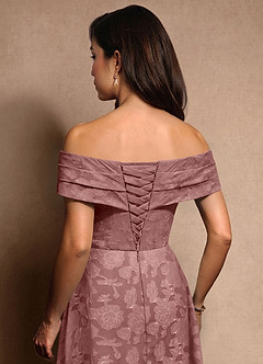 Azazie New Britain Abiti per la Madre della Sposa Abito A-Line in Burnout Floreale Plissettato Rosa Polverosa image8