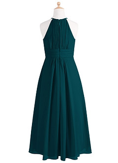 Azazie Bonnie Junior Pine A-Line Pleated Chiffon Dress image6
