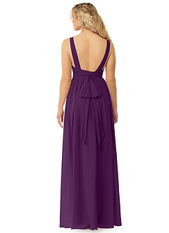 Azazie Kora Bridesmaid Dresses Grape A-Line Pleated Chiffon Dress image2