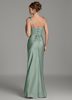 Azazie Mela Robes de demoiselle d'honneur Robe Fourreau en Satin extensible Corset Agave image6