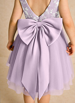 Azazie Butterfly Flower Girl Dresses Frosted Lilac A-Line Lace Dress image6