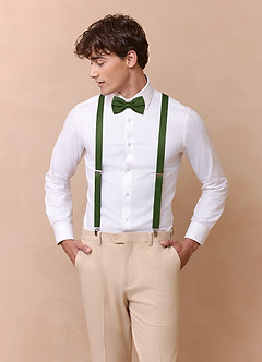 front Matching Matte Satin Bow Tie & Suspenders Set