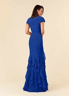 Azazie Bailora Mother of the Bride Dresses Royal Blue Mermaid Ruched Chiffon Dress image3