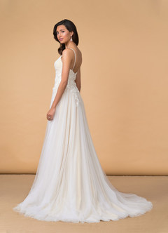 Azazie Nikita Wedding Dresses A-Line Sequins Tulle Chapel Train Dress image5