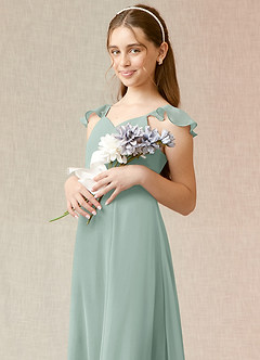 Azazie Everett Junior Agave A-Line Chiffon Dress image6