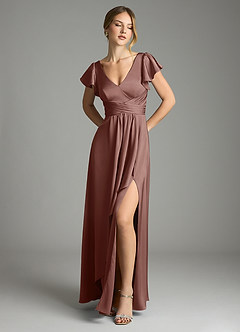 Azazie Omari Bridesmaid Dresses Espresso A-Line Stretch Satin Dress image1