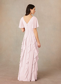 Azazie Watson Final Sale Blushing Pink A-Line V-Neck Chiffon Dress image4