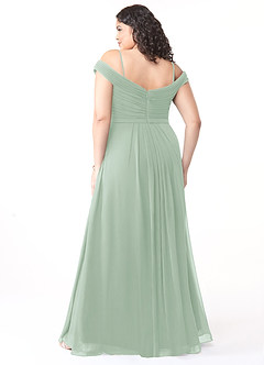 Azazie Audrianna Bridesmaid Dresses Agave A-Line Off-The-Shoulder Gathered Chiffon Convertible Dress image8
