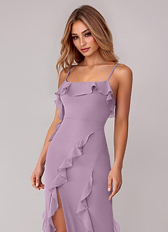 Azazie Malia Bridesmaid Dresses Wisteria Sheath Ruched Chiffon Dress image2