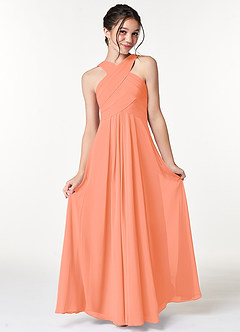 Azazie Kaleigh Junior A-Linie Plissee Chiffon Kleid Agave image4