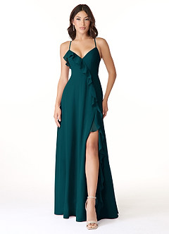 Azazie Tarni Bridesmaid Dresses Pine A-Line Chiffon Dress image1