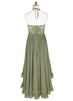 Azazie Sarafina Junior Abito A-Line in Chiffon Pizzo Pistacchio image7