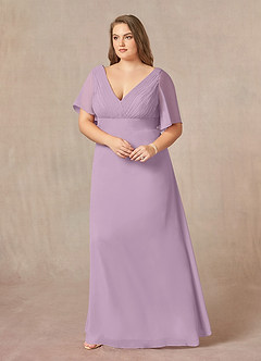 Azazie Alessa Final Sale Wisteria A-Line V-Neck Pleated Chiffon Dress image9