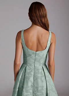 Azazie Amalie Bridesmaid Dresses Agave A-Line Pleated Floral Burnout Dress image6