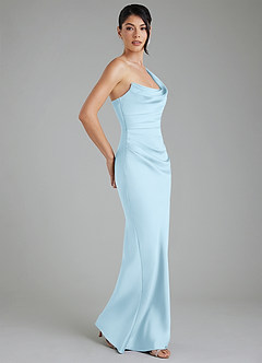 Azazie Sabrina Bridesmaid Dresses Sky Blue Mermaid Corset Stretch Satin Dress image8