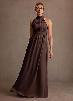 Azazie Antoinette Kleider für die Brautmutter A-Linie Plissee Chiffon Kleid Ganache image3