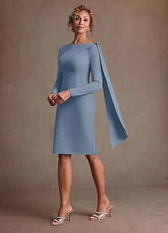 Azazie Merian Klänningar till brudens mor Klä Kolumn i Stretch crepe Plisserad Dammblå image1