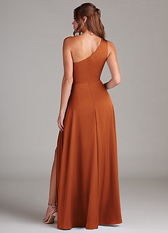 Azazie Brooke Bridesmaid Dresses Cinnamon A-Line One Shoulder Stretch Satin Dress image7