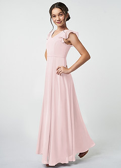Azazie Claudine Junior Blushing Pink A-Line Pleated Chiffon Dress image3