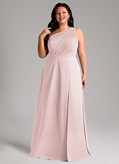 Azazie Phaedra Bridesmaid Dresses Blushing Pink A-Line One Shoulder Chiffon Dress image11